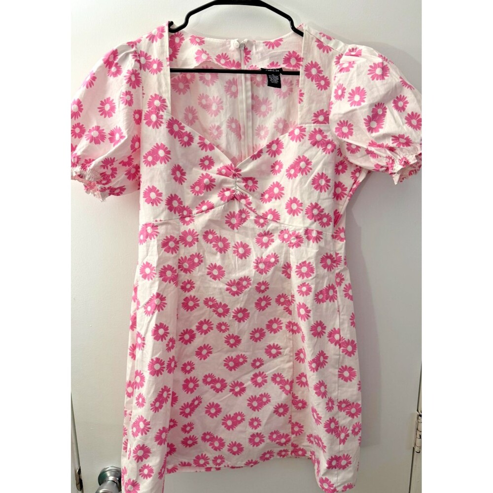 Floral Pink White Dress Kawaii Women's XL Lolita Boho Girlhoodcore Fantasy